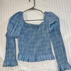 Blue Plaid Women's Top